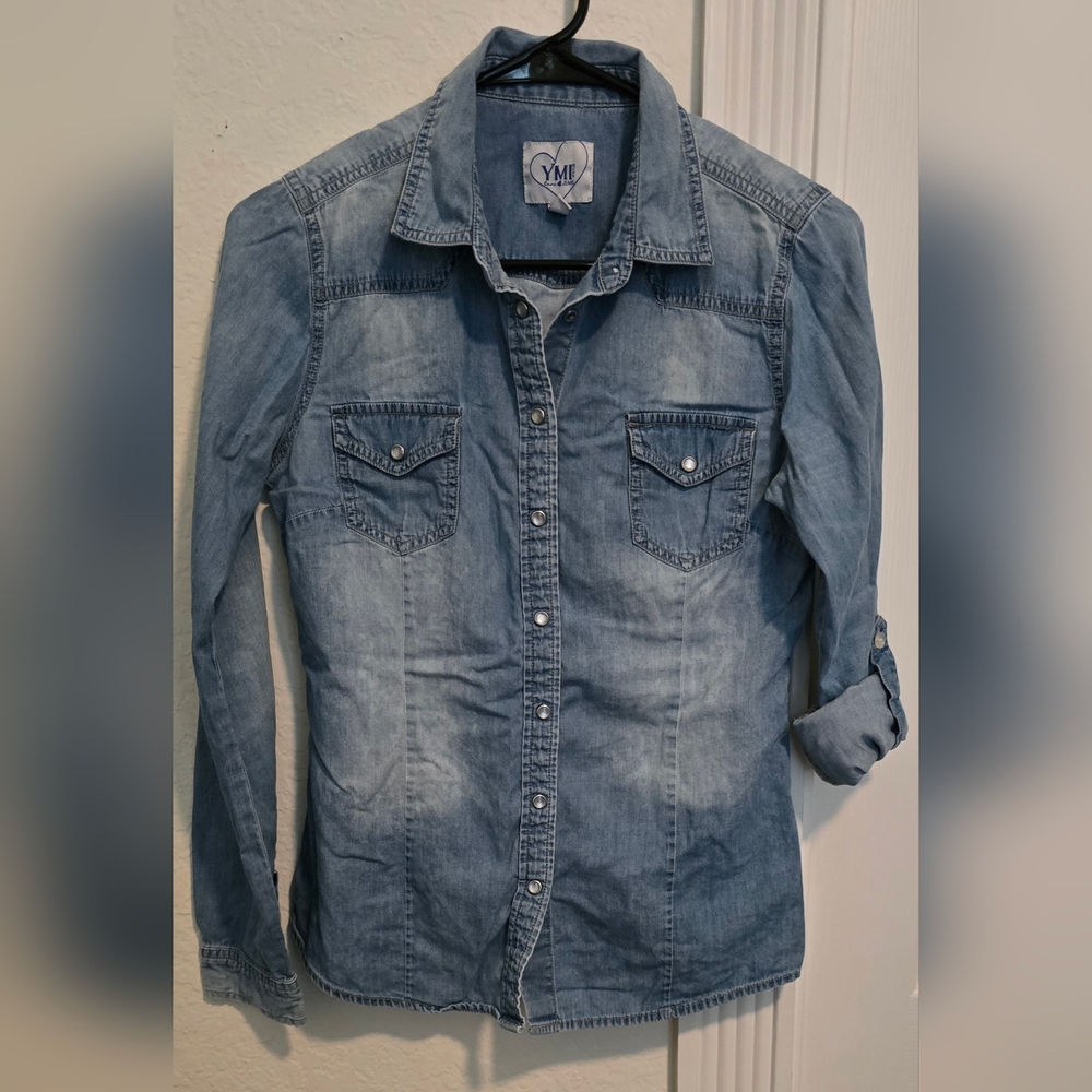 YMI Classic Blue Denim Shirt. Girls Small